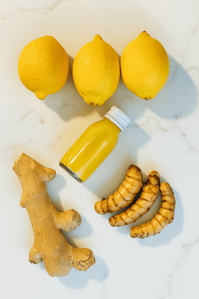 Real ingredients - ginger, turmeric, lemon